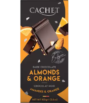 Cachet Étcsokoládé Narancs-Mandula 57% 100g